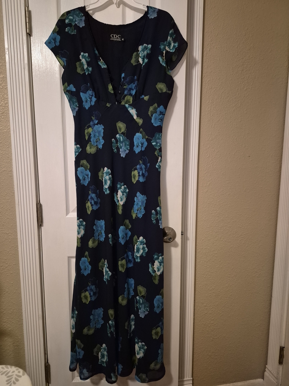 CDC Navy Maxi Dress with Teal & Green Floral Print
